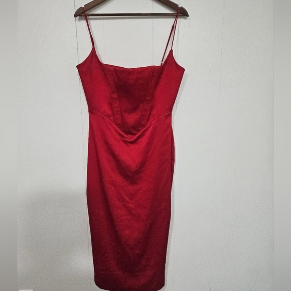 House of CB Anais Red Corset Midi Dress - Picture 5 of 10